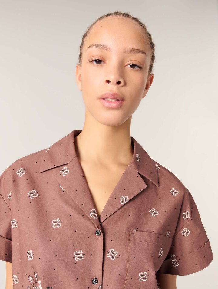 Camisa corta estampada con strass