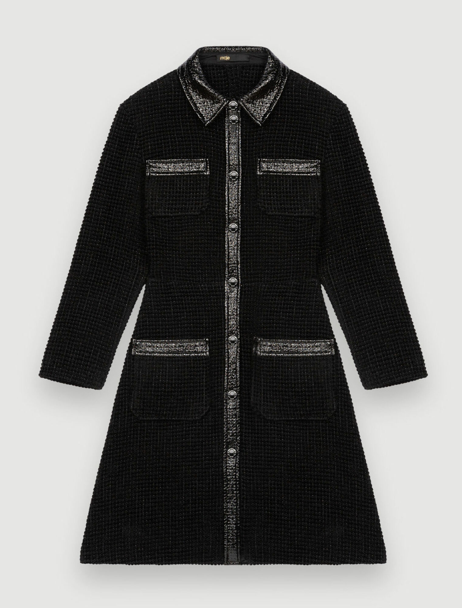 Vestido de tweed de terciopelo y vinilo