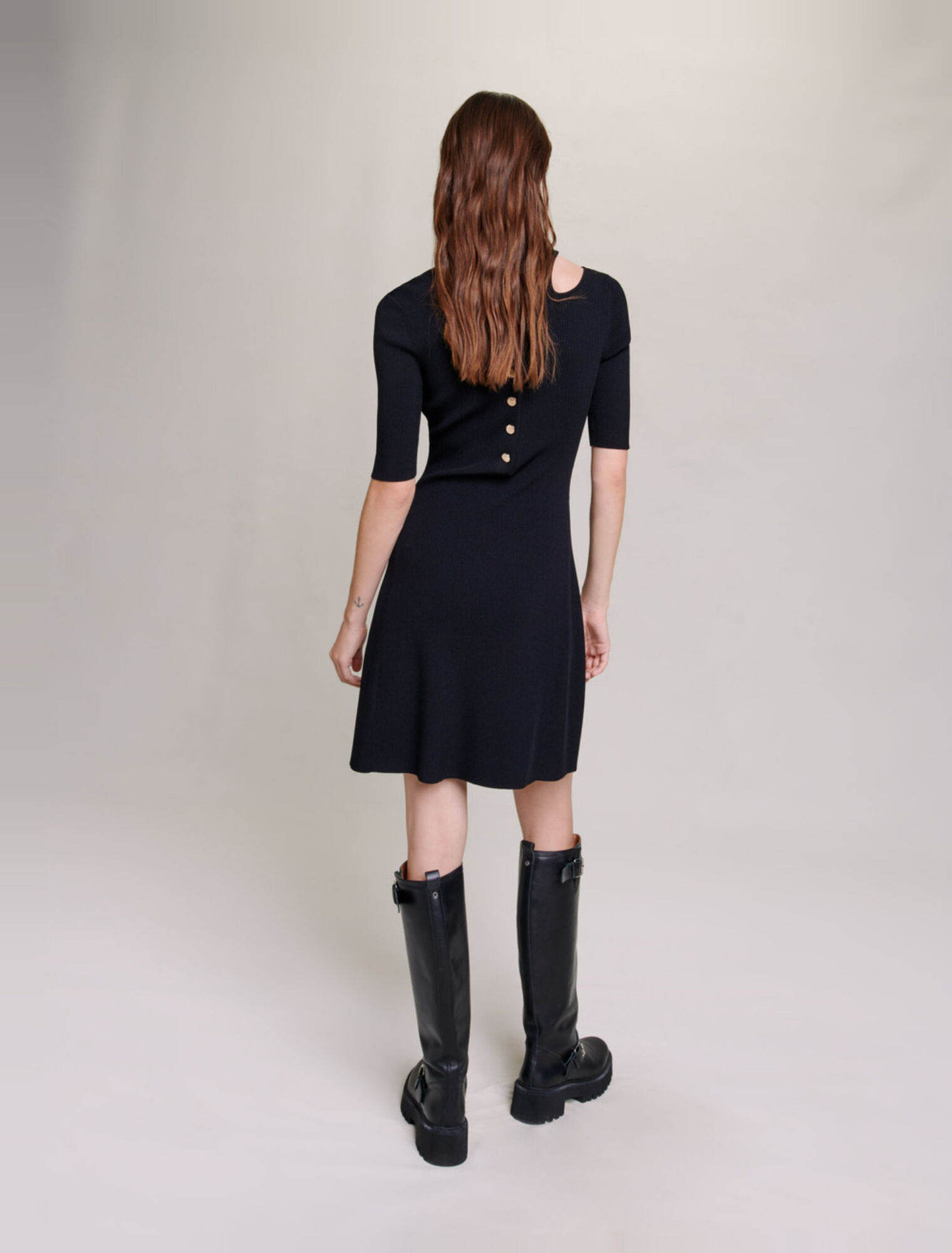 Vestido punto hombros descubiertos