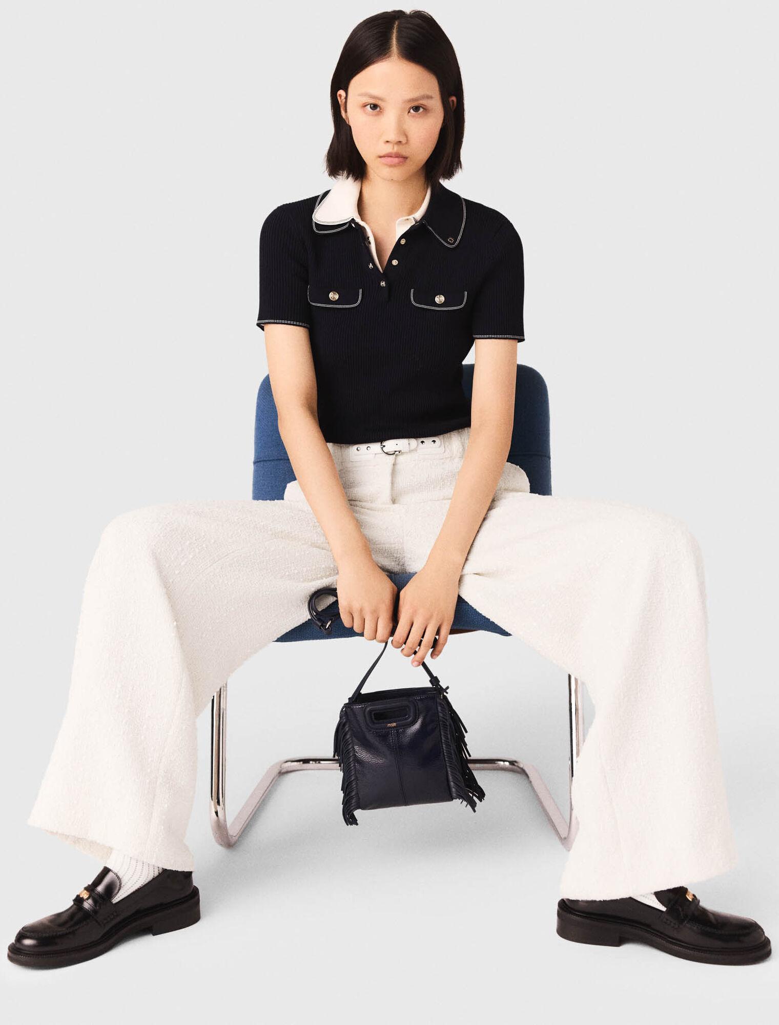 Pantalón ancho de tweed