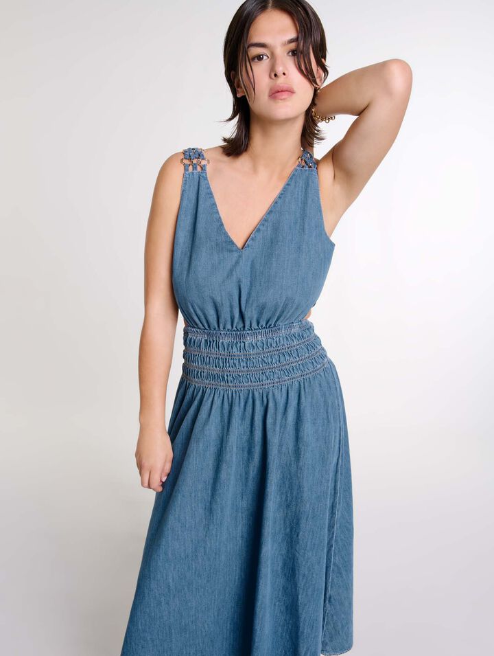 Vestido vaquero largo calado