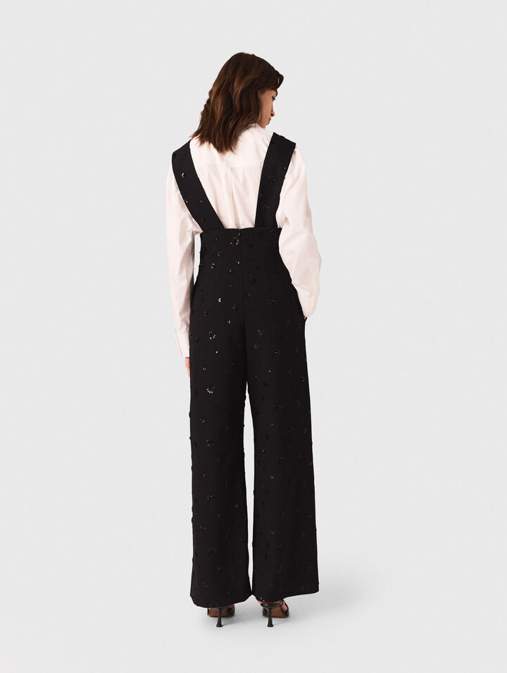 Pantalón con tirantes bordado