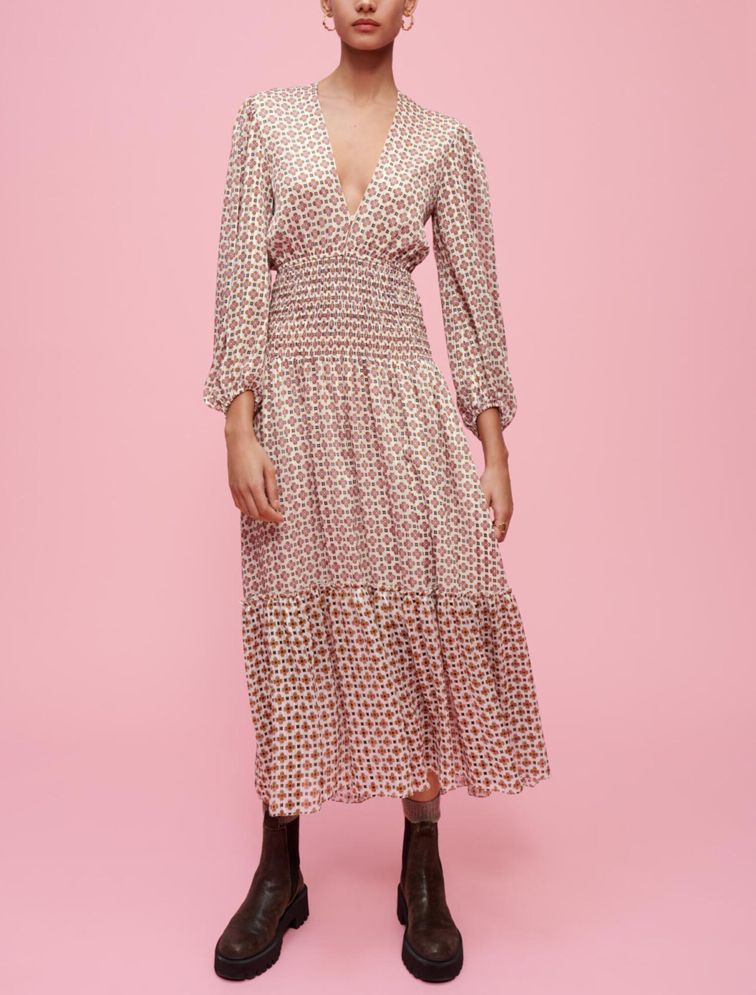 Vestido de gasa estampada