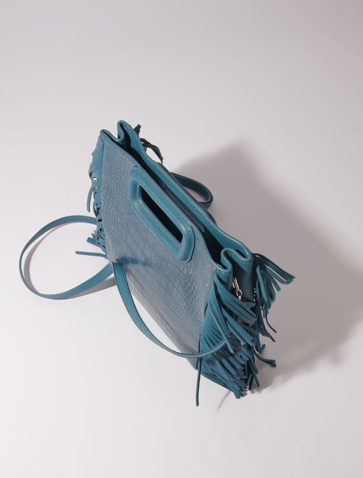 Bolso M de cuero efecto cocodrilo