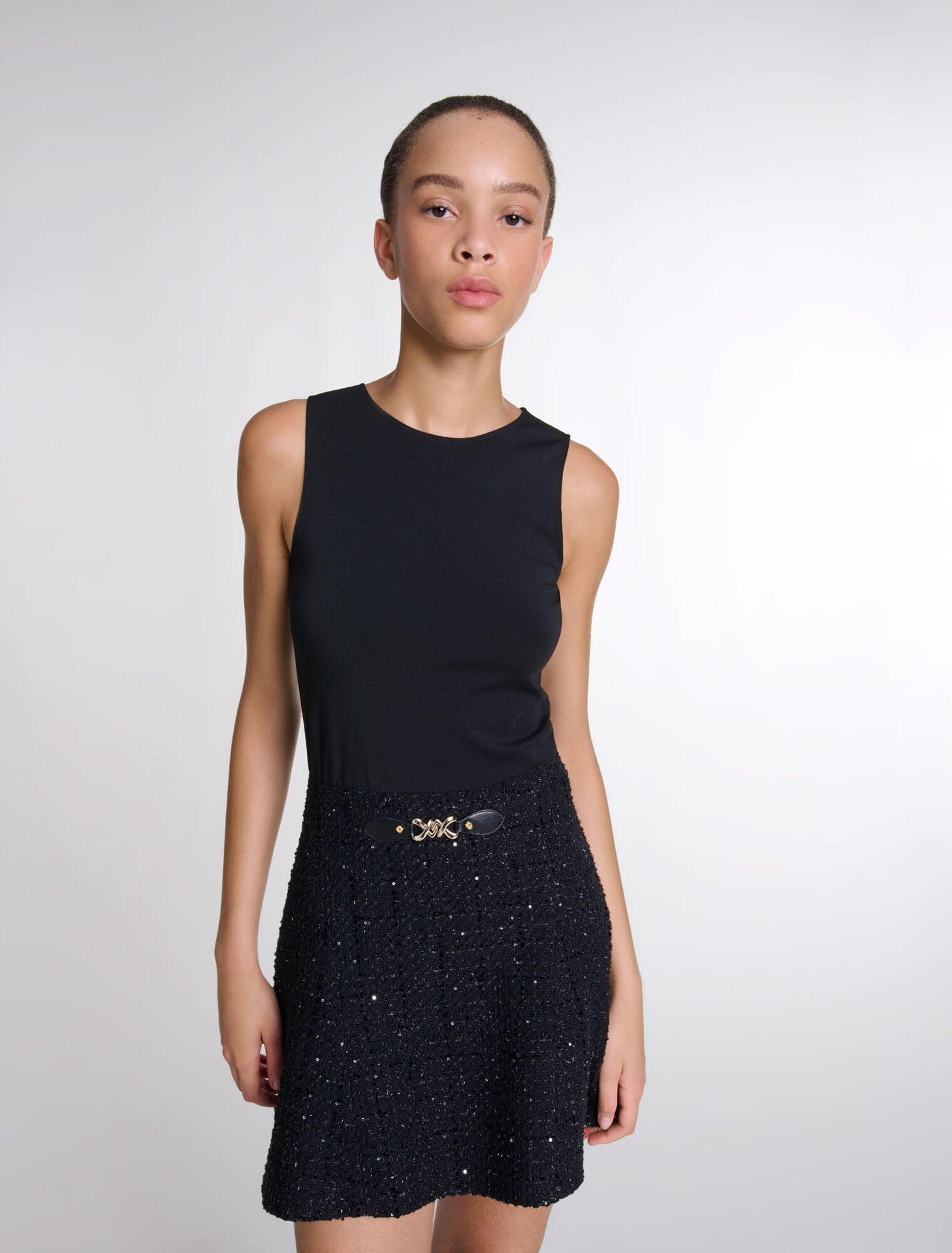 Vestido corto 2-en-1 de tweed