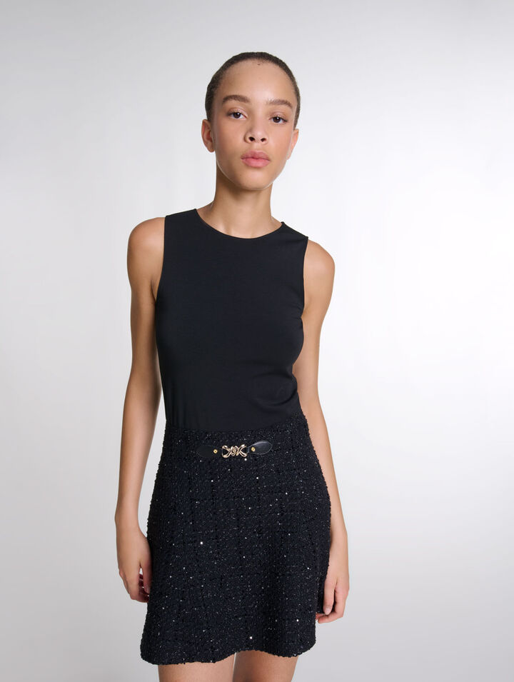 Vestido corto 2-en-1 de tweed