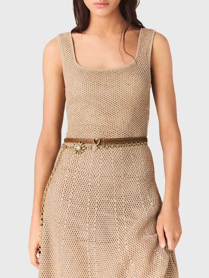 Vestido largo de punto con strass