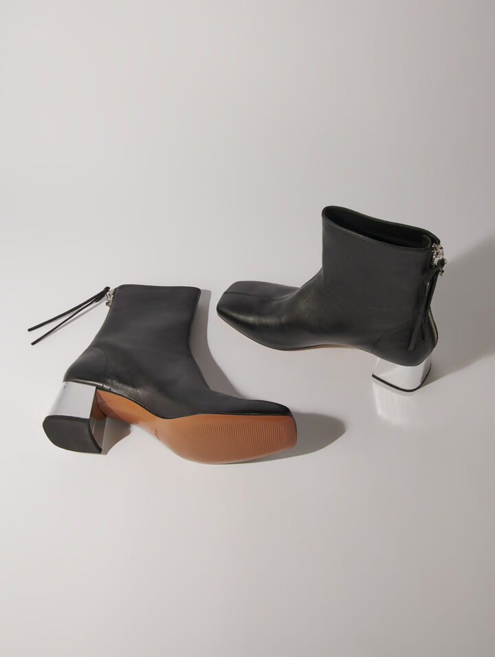 Botines de piel con punta cuadrada