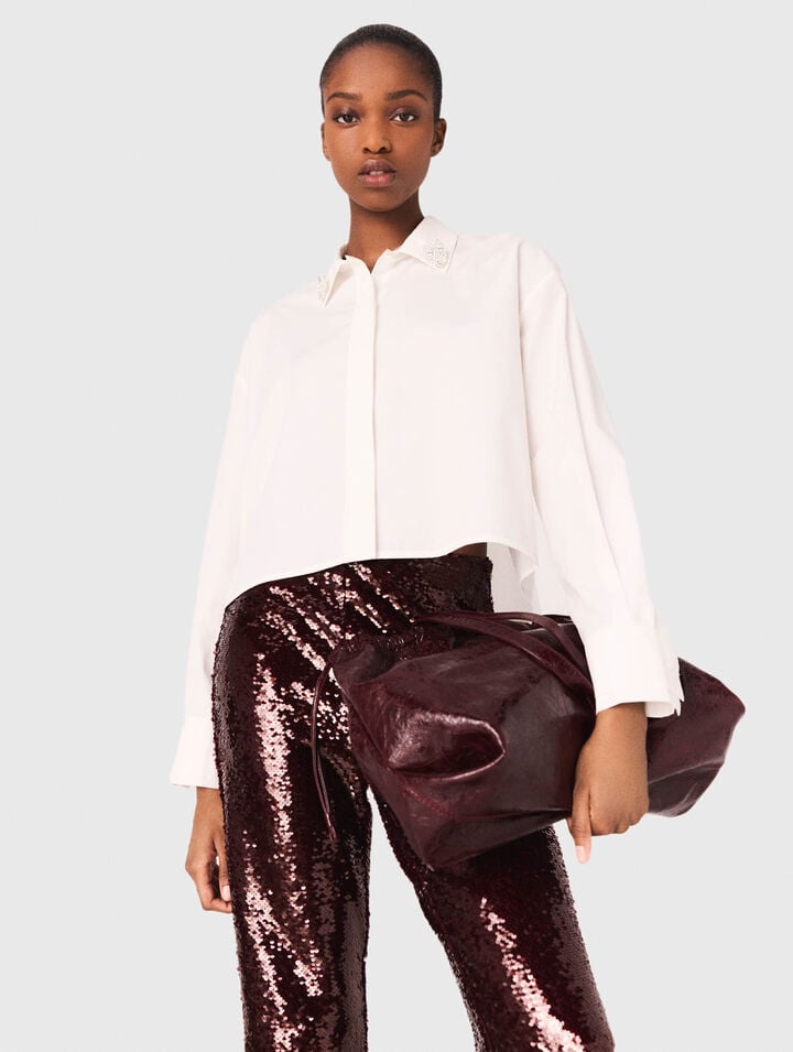 Bolso M Tote de cuero craquelado