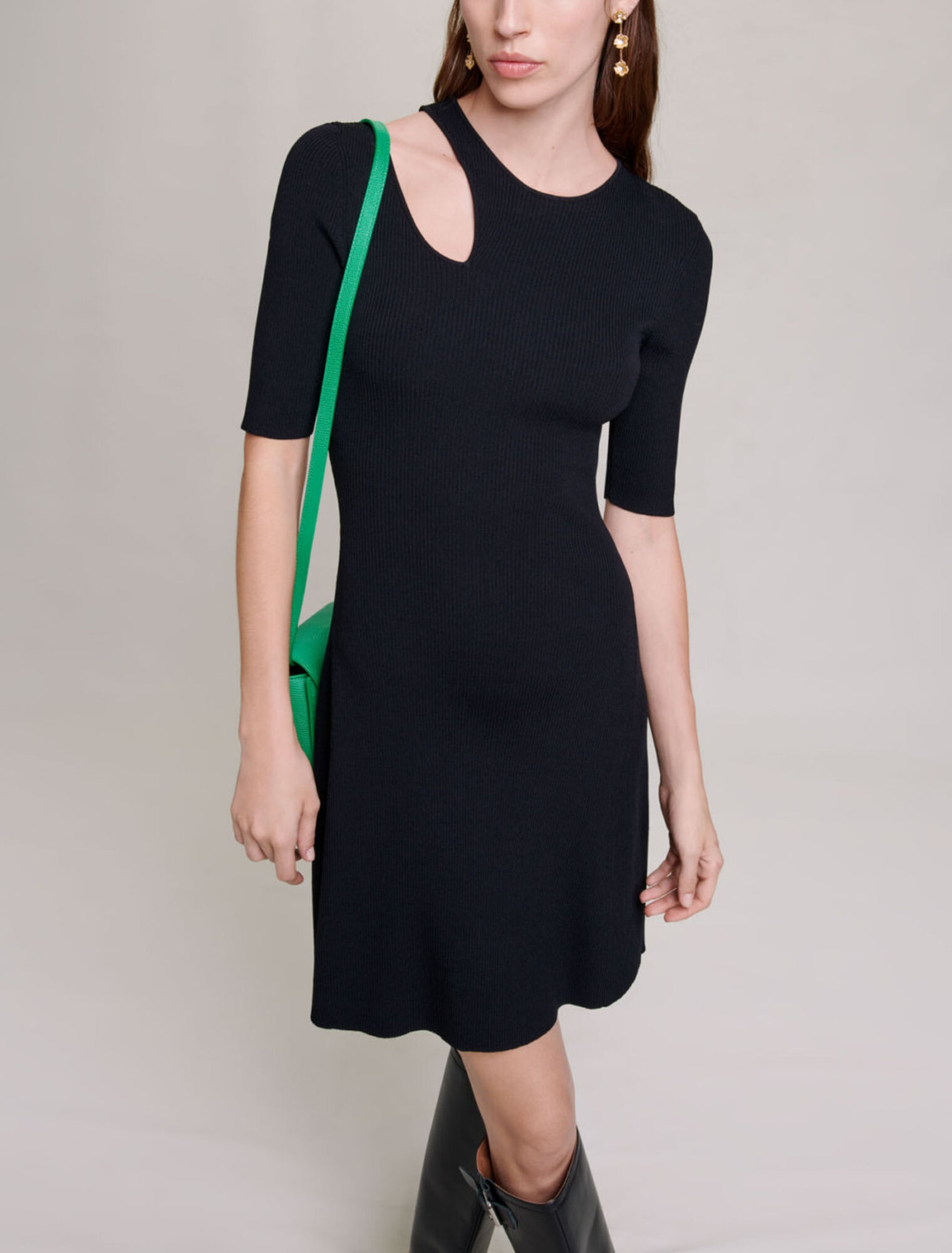 Vestido punto hombros descubiertos
