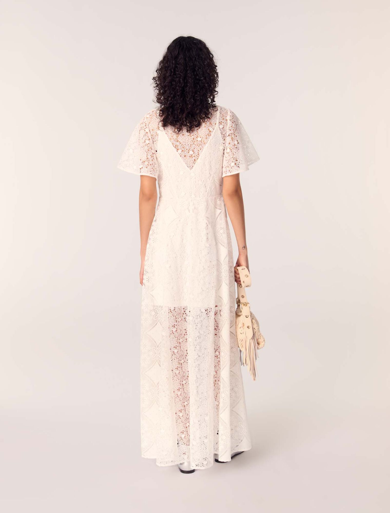 Falda larga en guipur floral