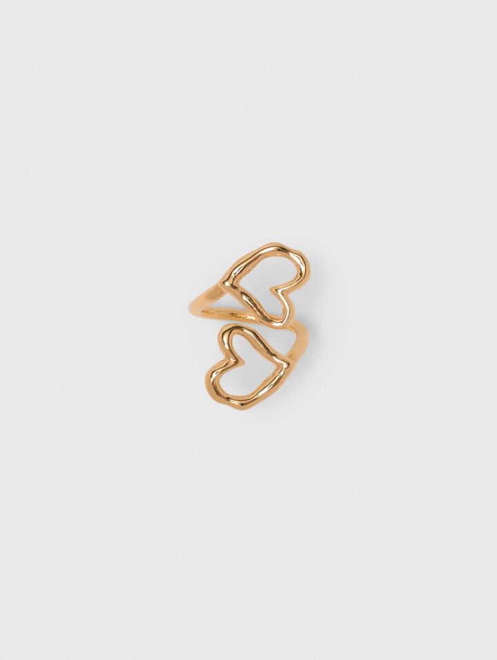 Anillo doble corazón chapado oro
