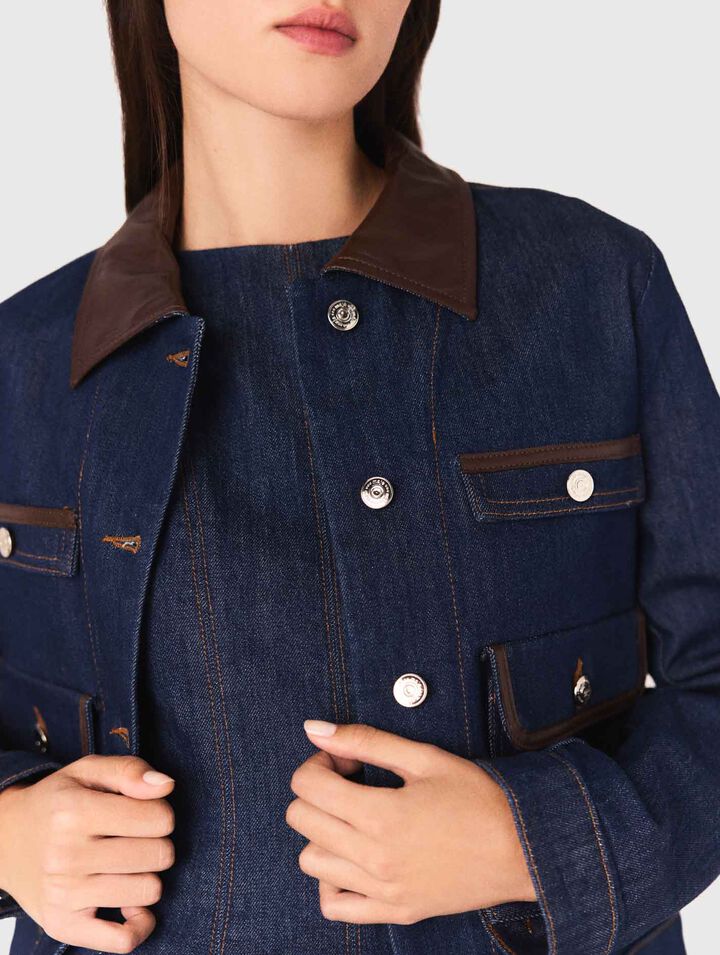 Chaqueta de denim y cuello de piel