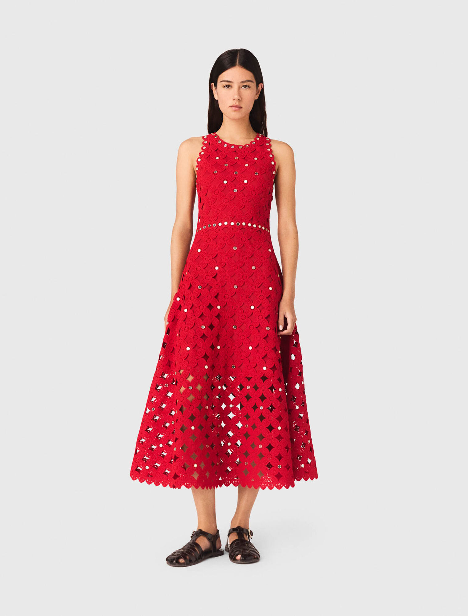 Vestido de ganchillo con espejos