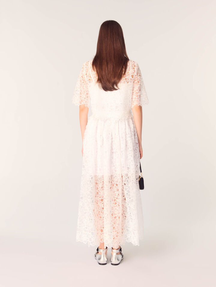 Falda larga en guipur floral