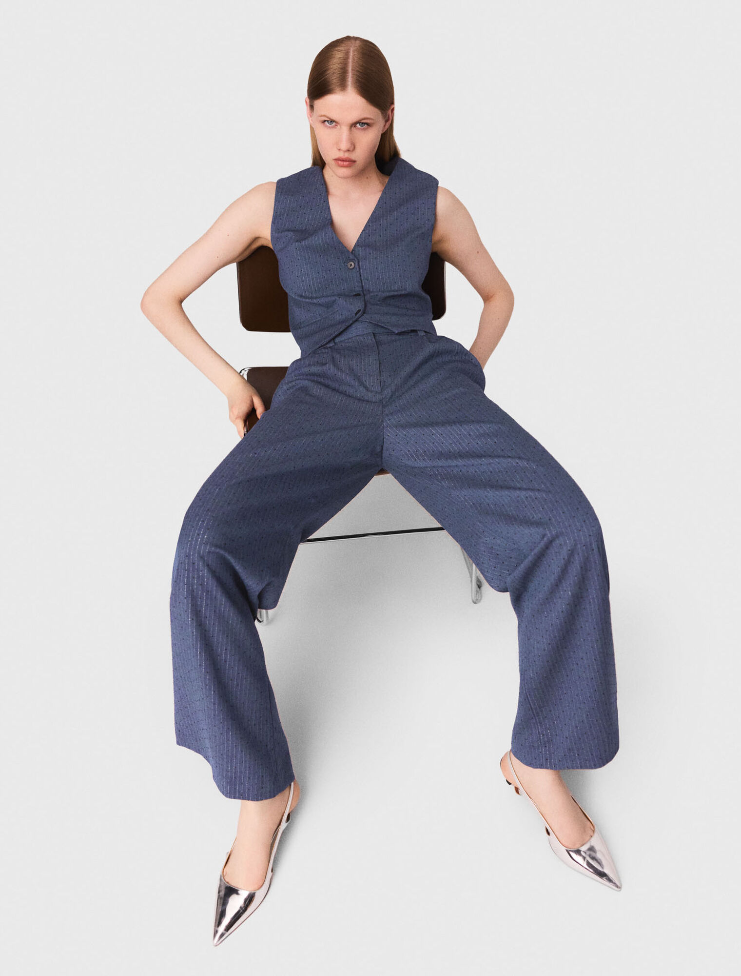 Pantalón de traje con strass
