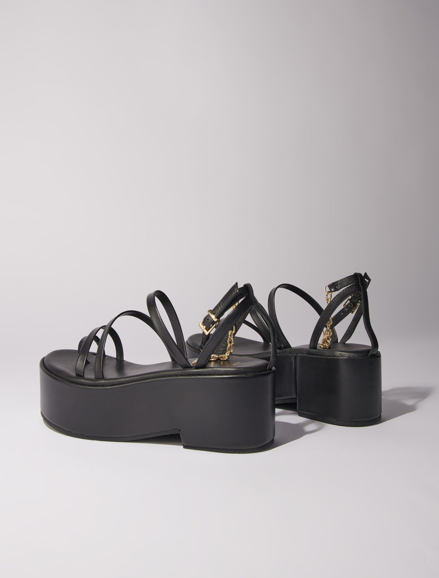 Sandalias de cuña de piel