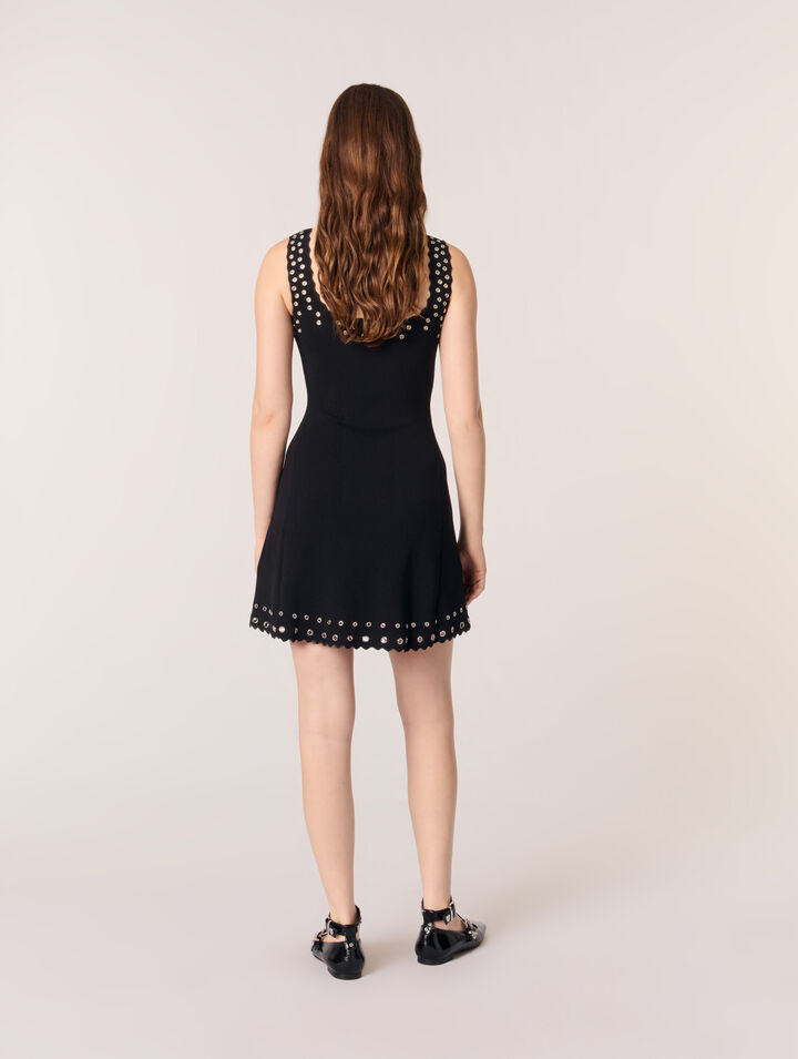 Vestido corto de punto calado