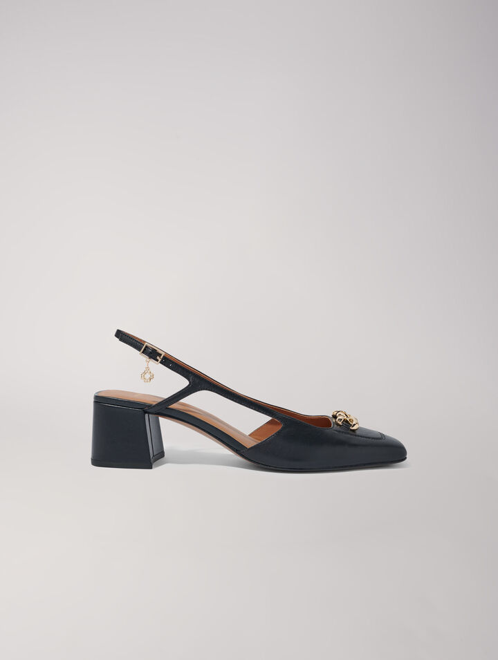 Zapatos de tacón cuadrados de piel