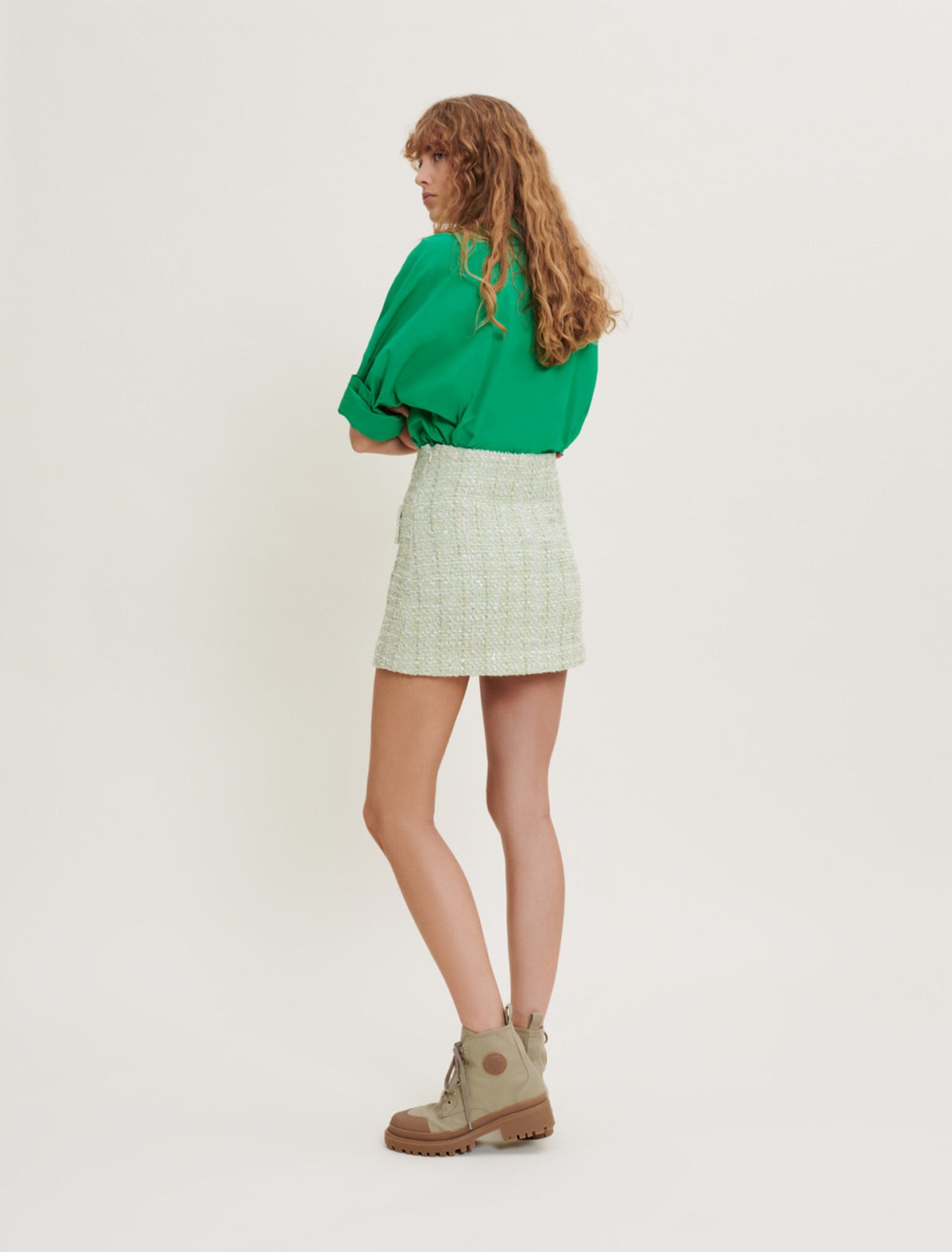 Falda de tweed brillante