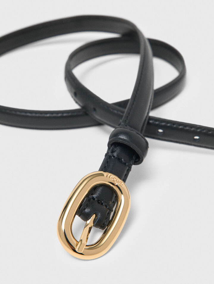 Cintur&oacute;n piel fina y hebilla oval