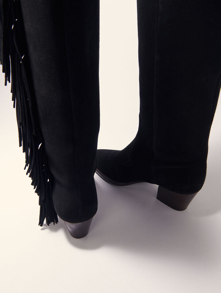 Botas de vaquero de ante con flecos