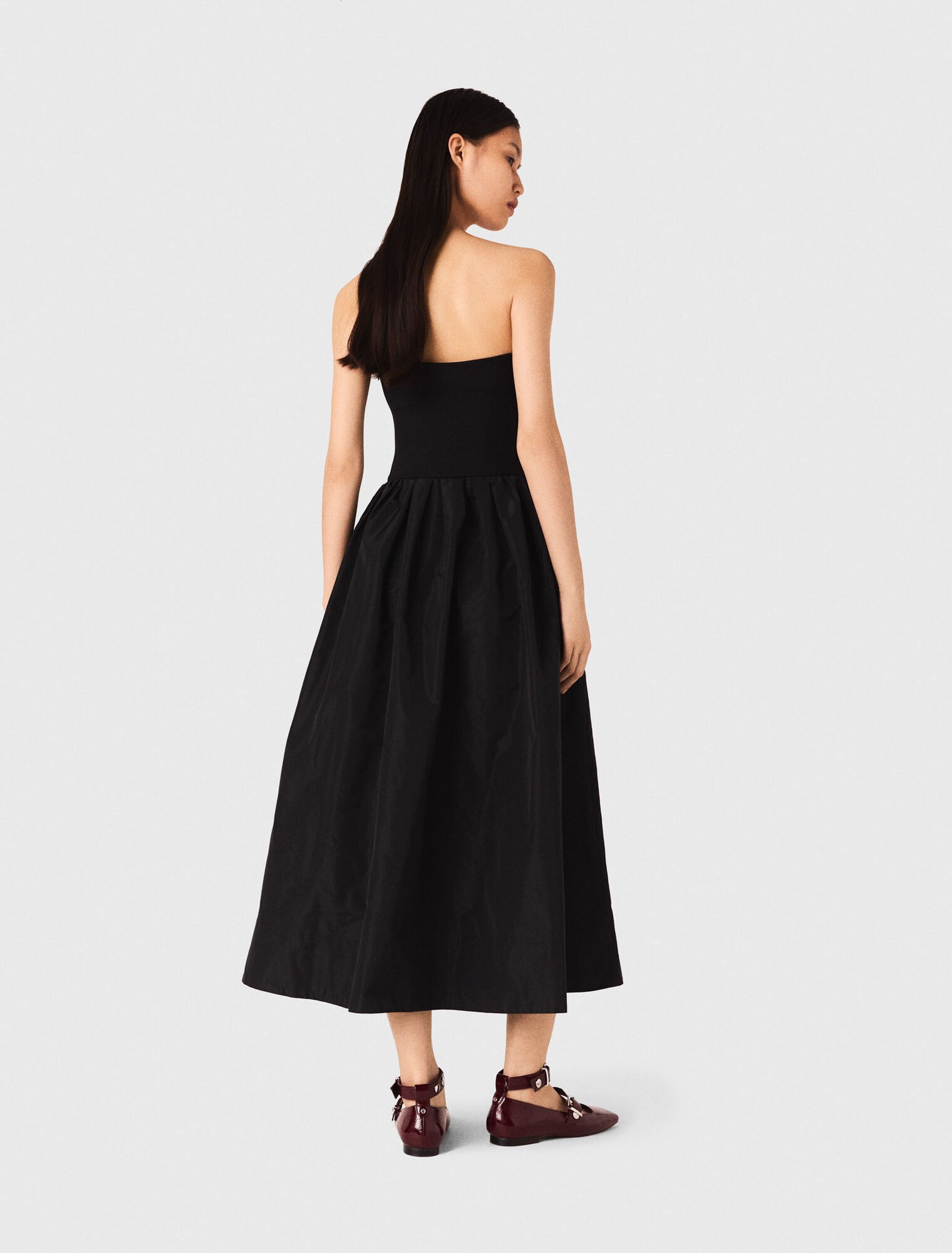 Vestido con corpiño de punto y tafetán