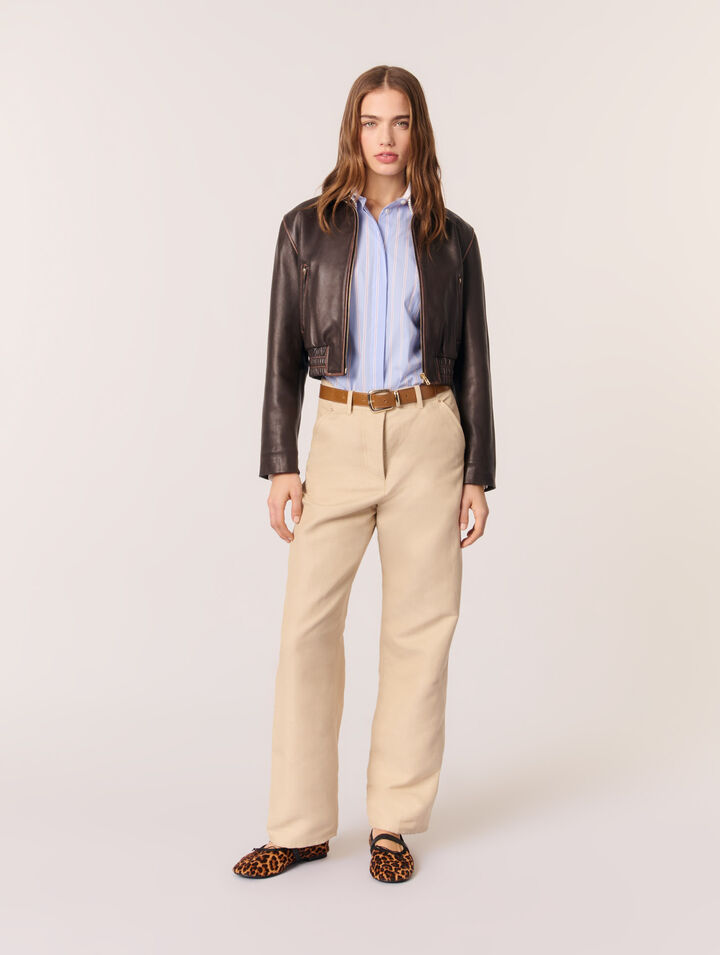 Pantalón de traje de lino y algodón