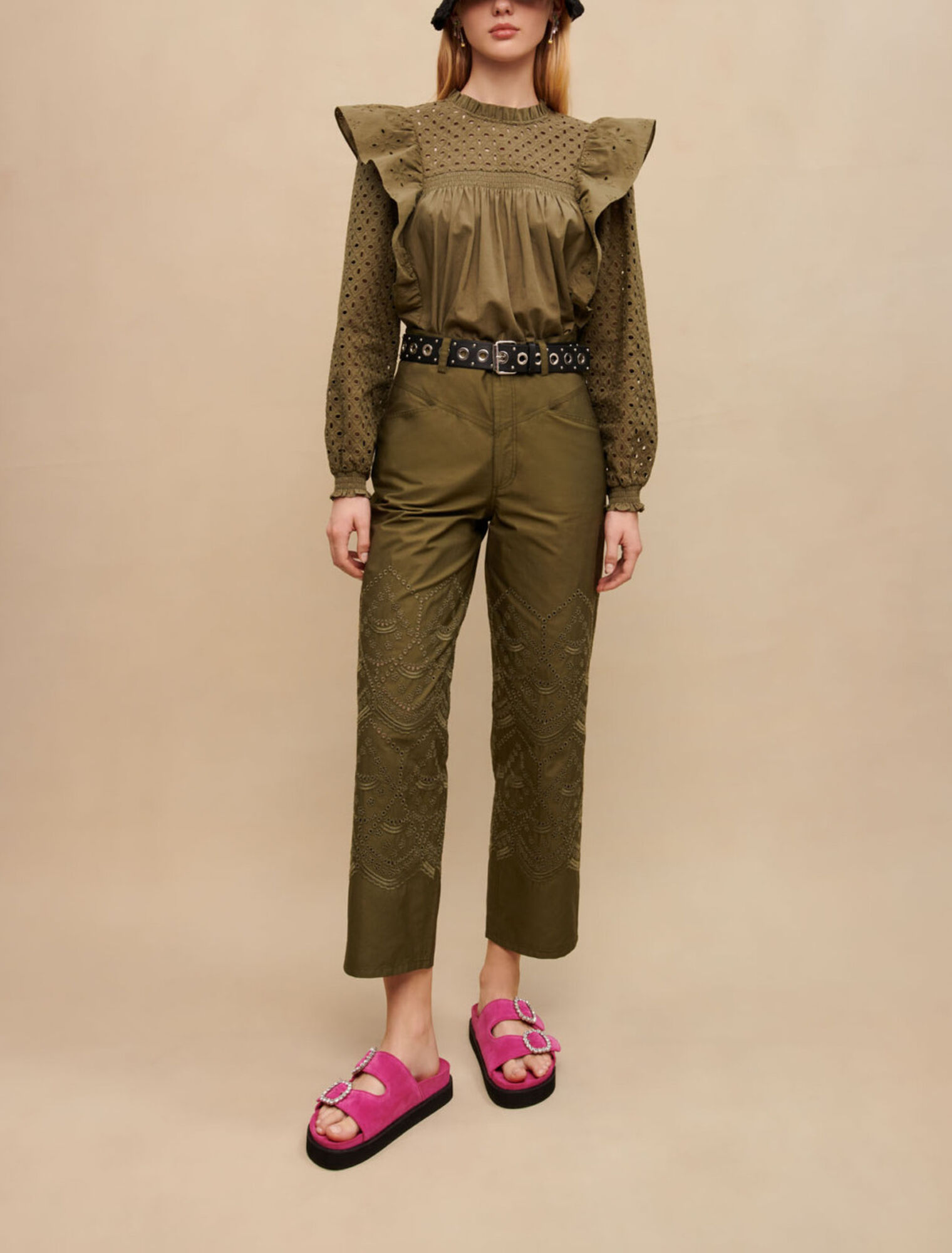 Pantalón de algodón bordado