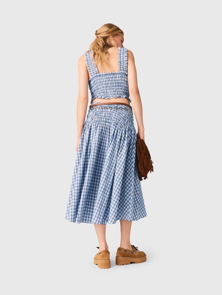 Top fruncido de algod&oacute;n con strass