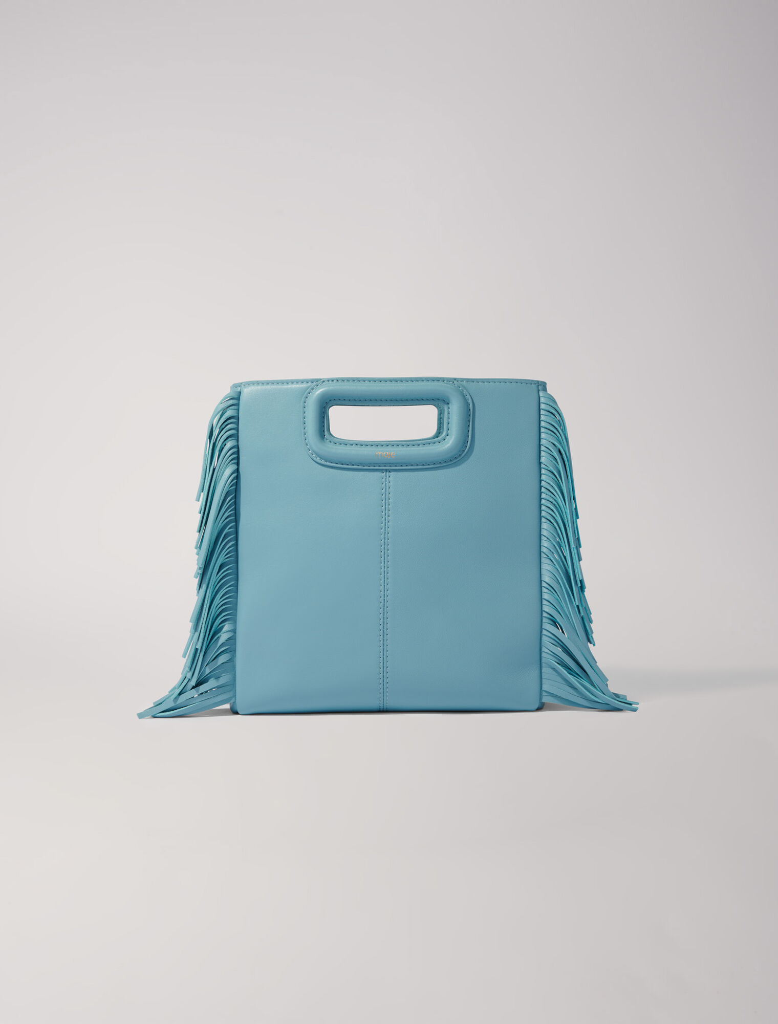 Bolso M con flecos de piel lisa