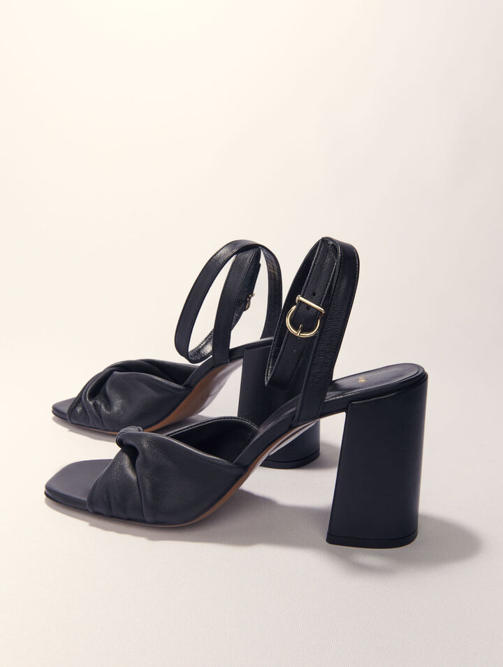 Sandalias de tacón de piel lisa