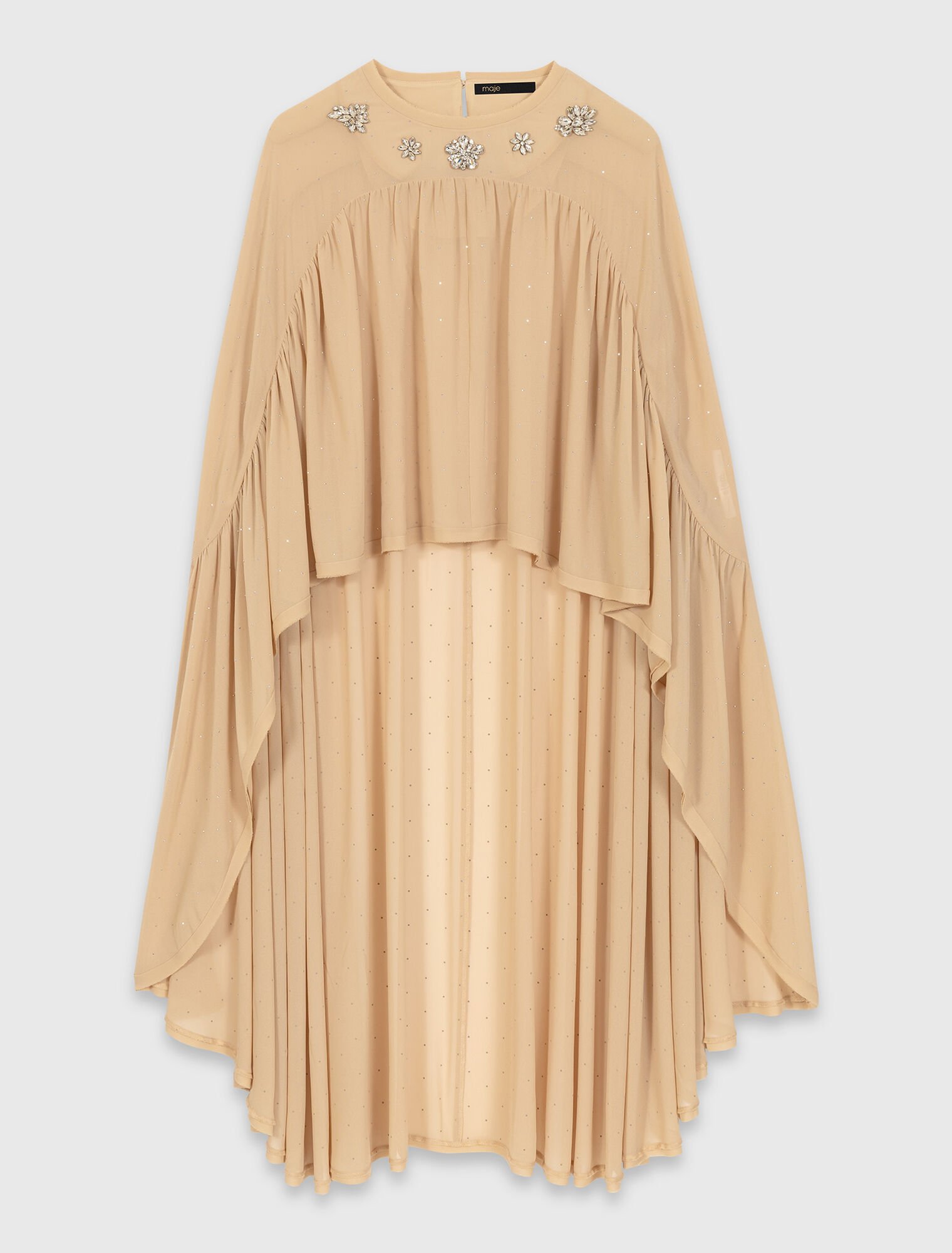 Top capa con cuello joya