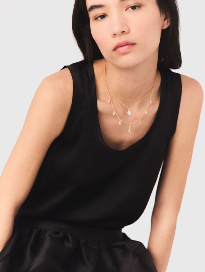 Collar doble con charms de strass