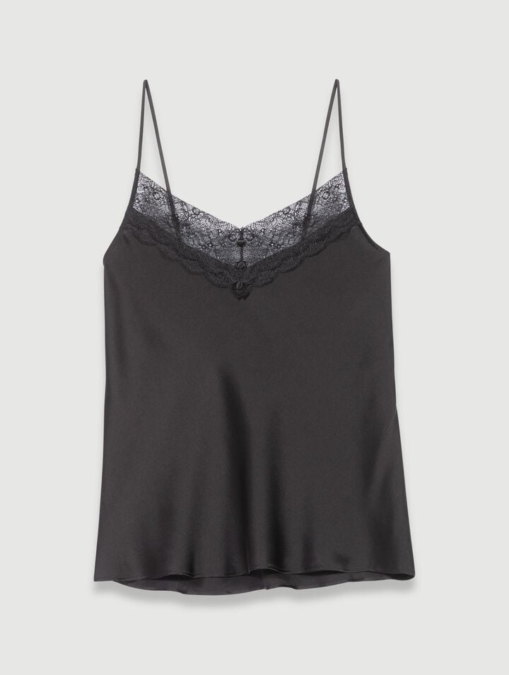 	Blusa de raso de seda y encaje