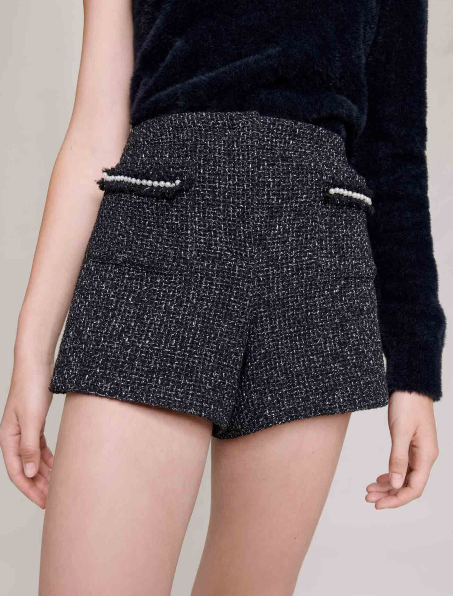 Pantalón de tweed con lentejuelas