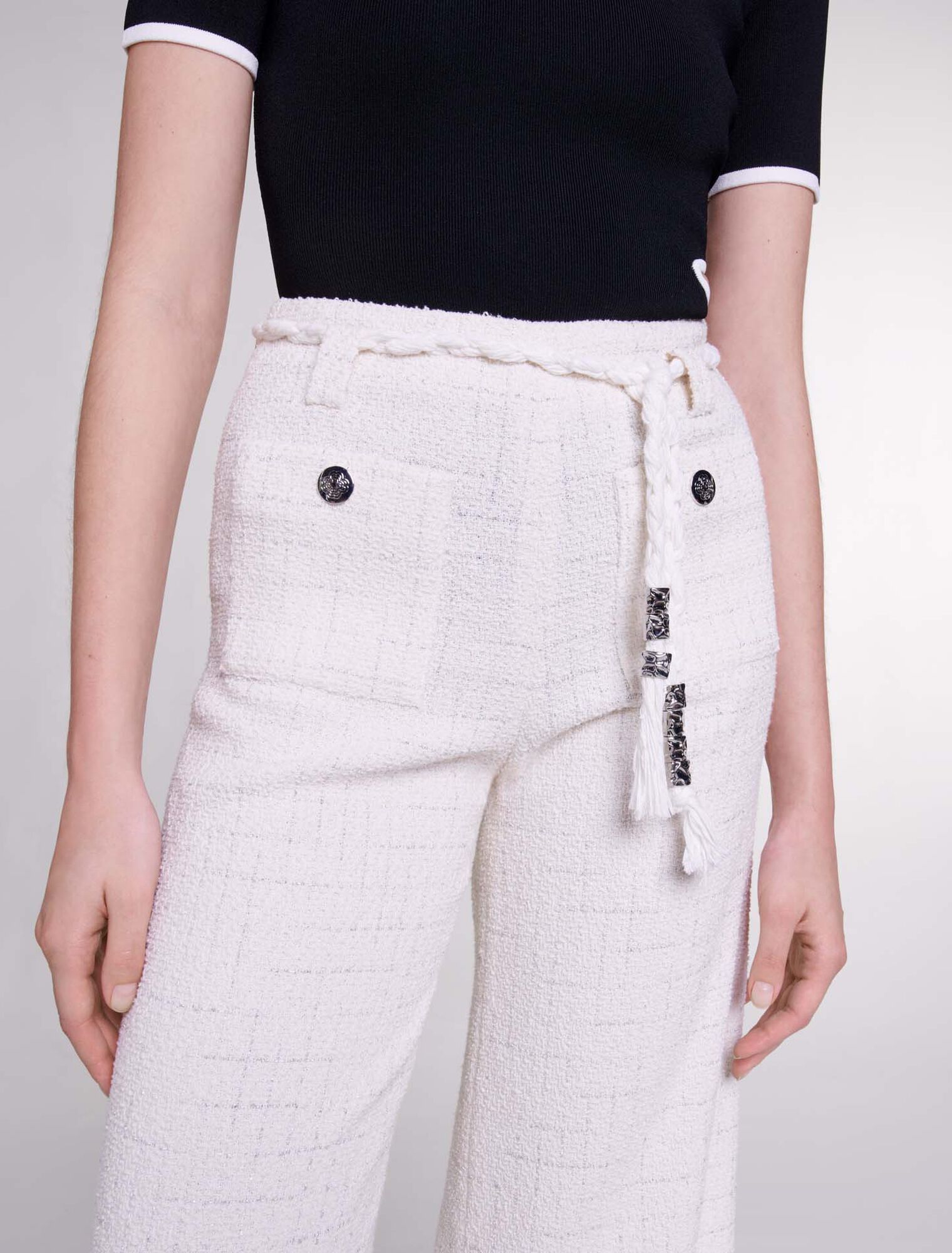 Pantalón tweed de hilos metalizados