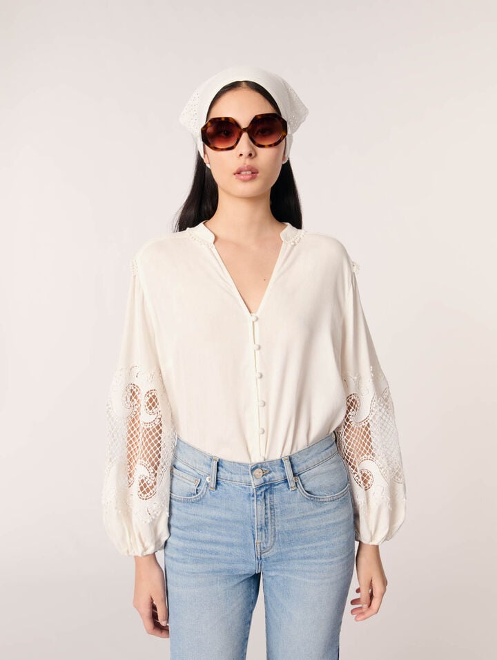 Camisa con mangas bordadas