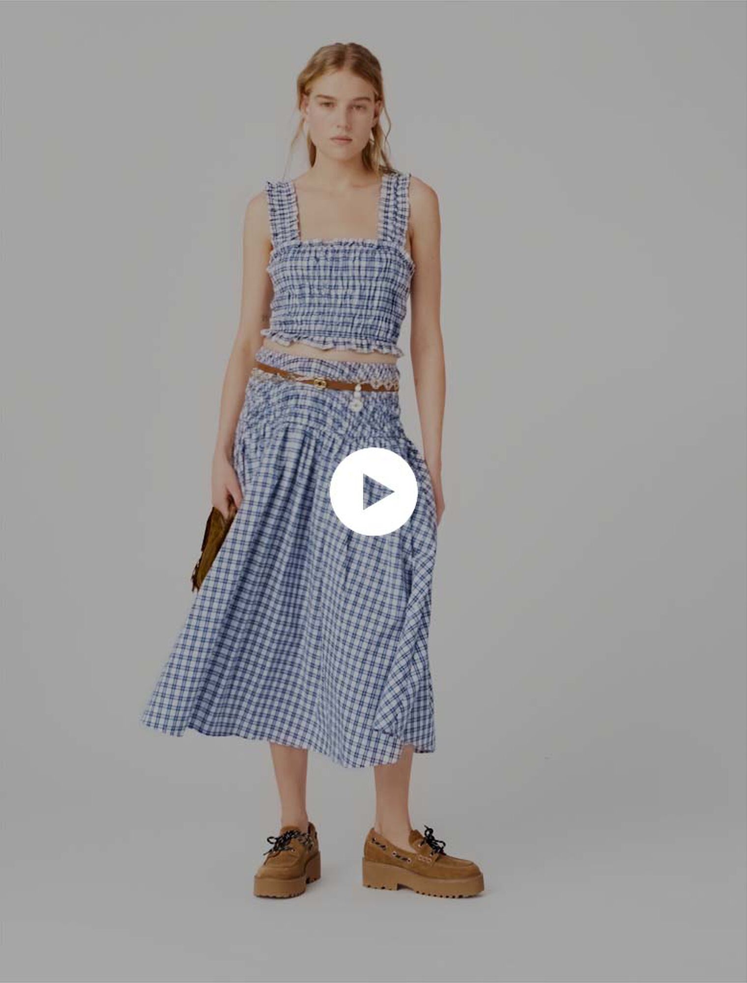 Top fruncido de algod&oacute;n con strass