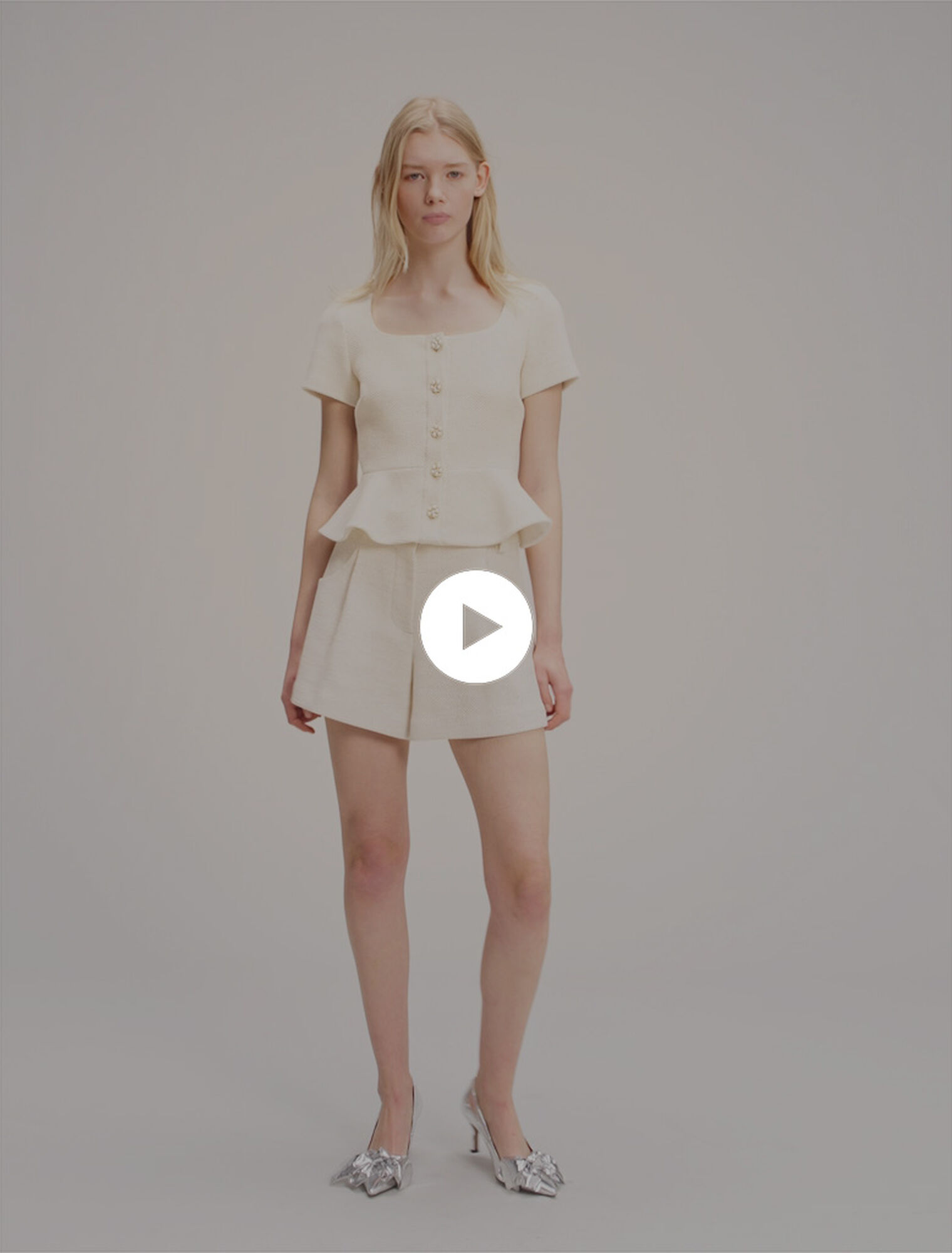 Top peplum de tweed y lurex