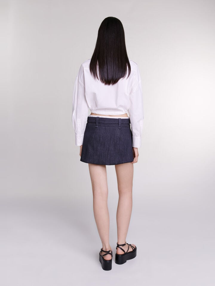 Minifalda negra efecto denim