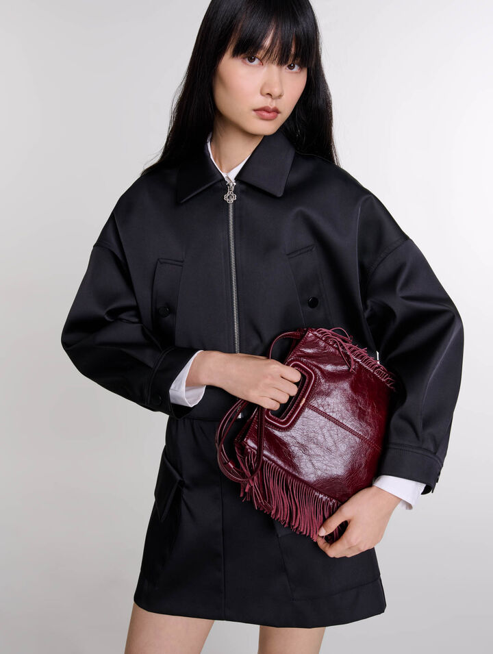 Bolso M de cuero agrietado