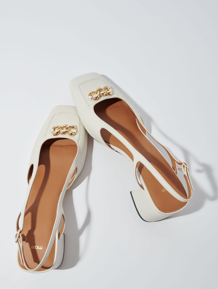 Zapatos de tacón cuadrados de piel