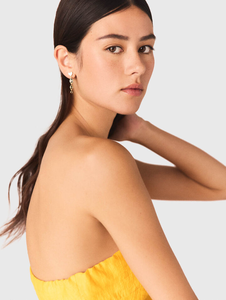 Vestido asim&eacute;trico de lino mezclado