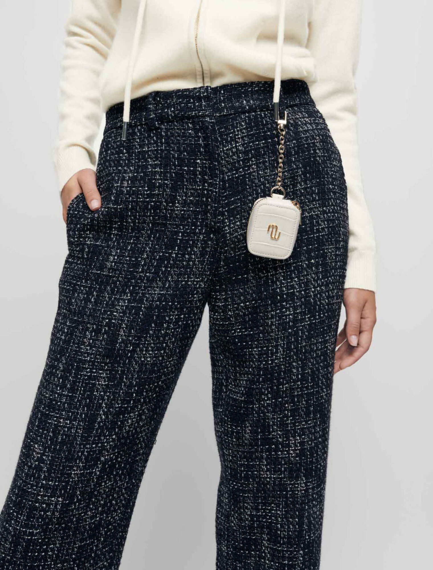 Pantalón ancho de tipo tweed