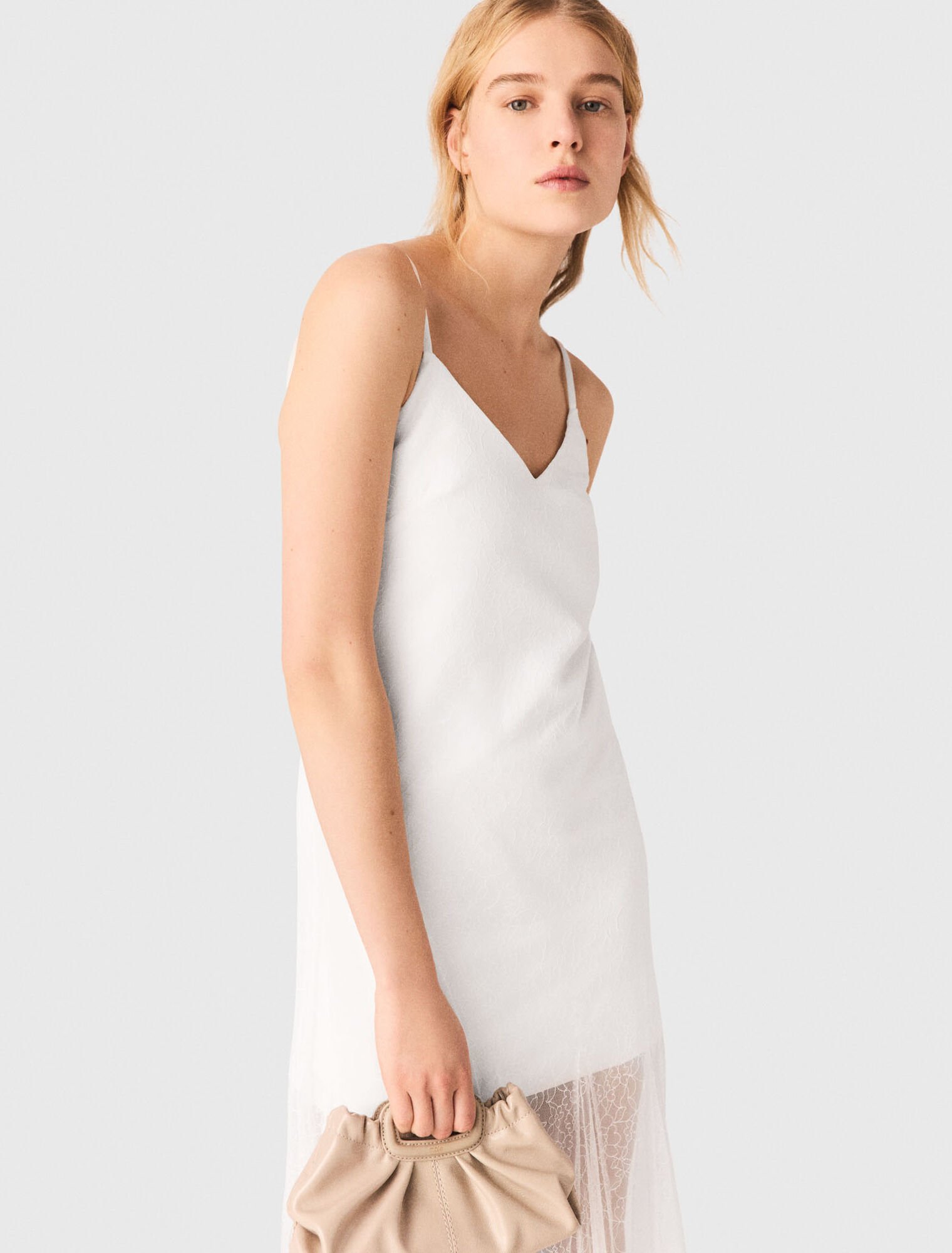 Vestido de tafet&aacute;n y encaje