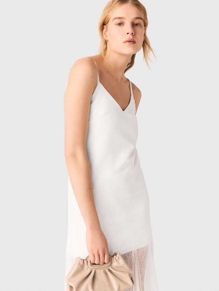 Vestido de tafet&aacute;n y encaje