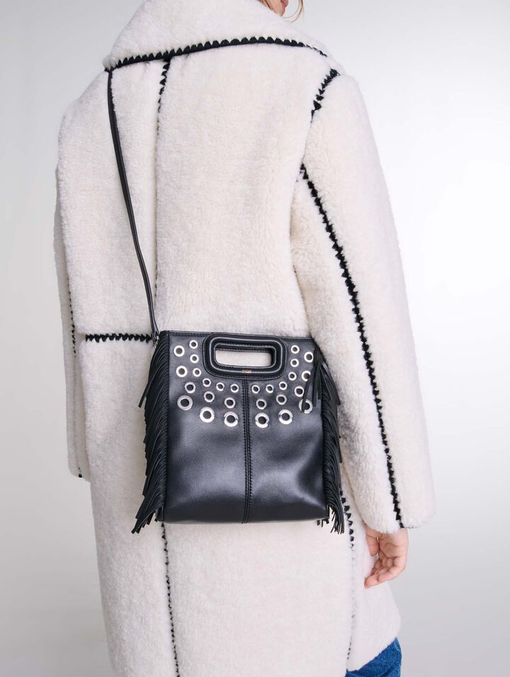 Bolso M de cuero con ojales