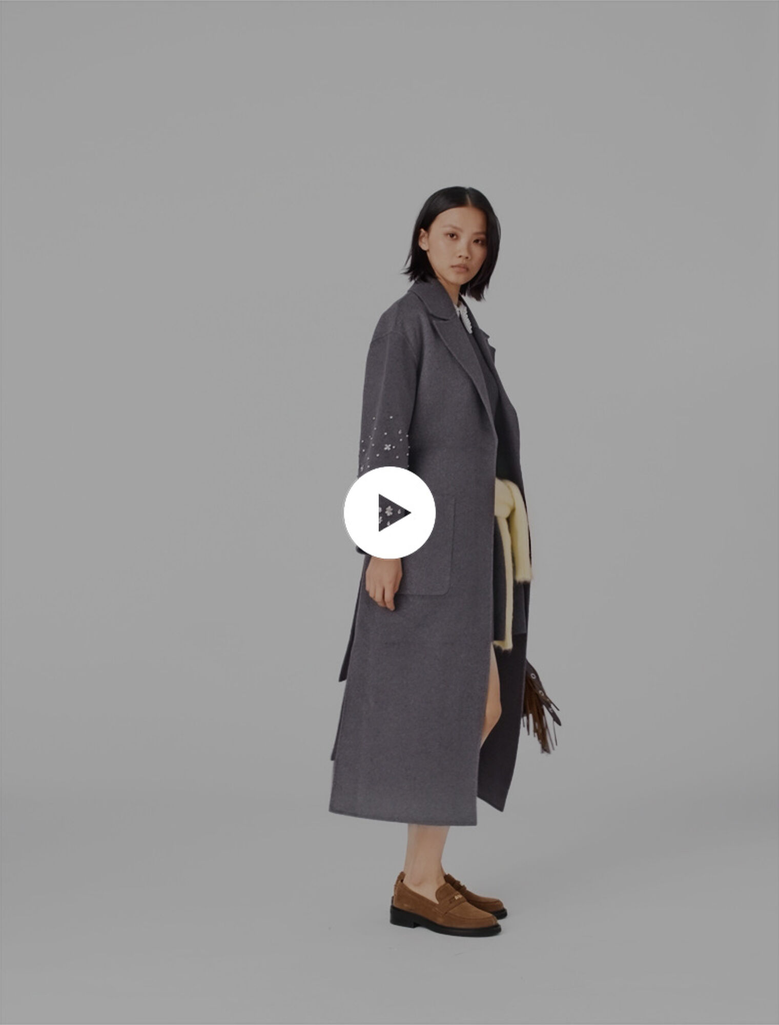 Abrigo largo reversible strass