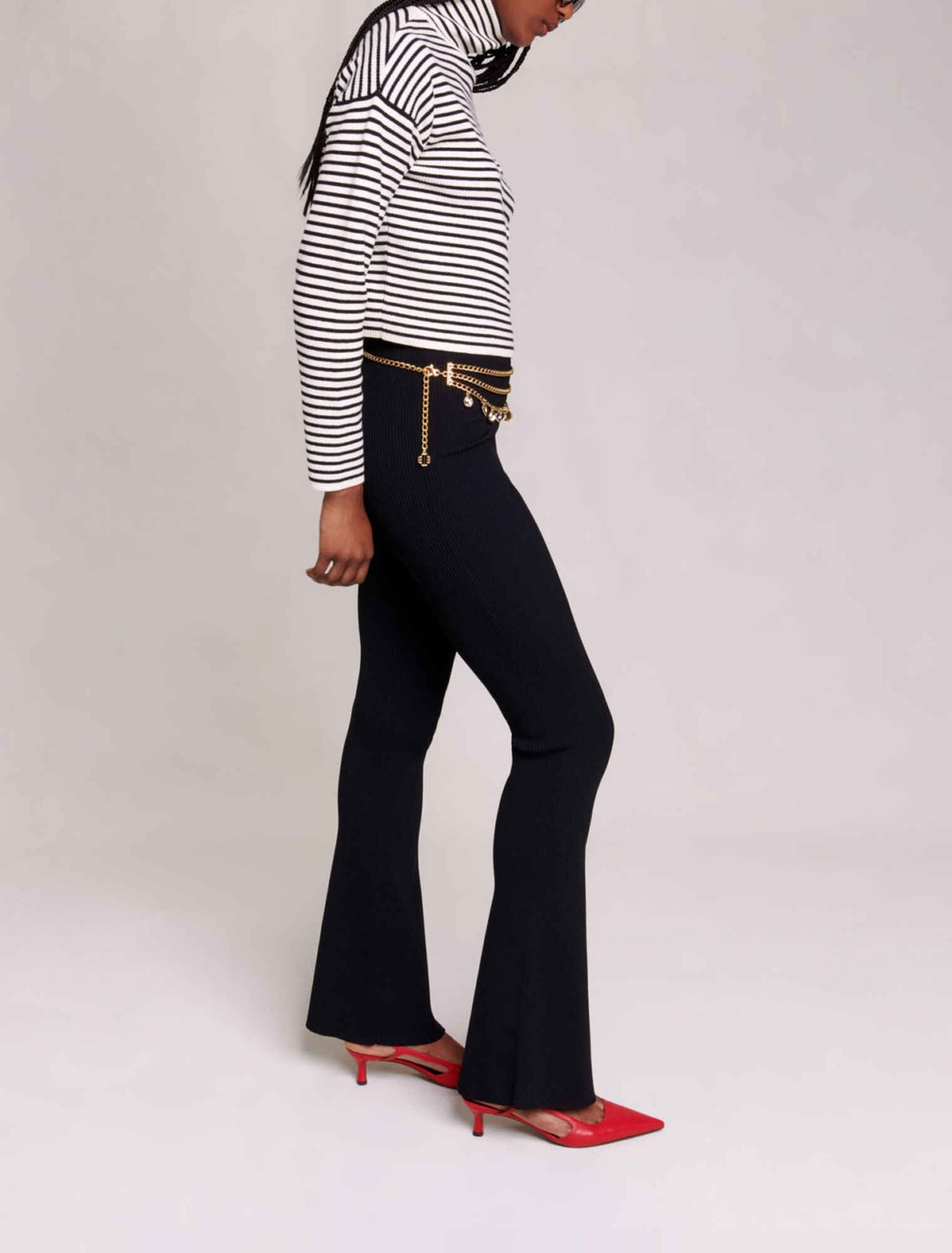 Pantalón de punto acanalado